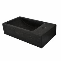 Fonteinset Cura Natuursteen Rechts 40X22X10 Cm Rvs (Keuze Uit 8 Kranen)