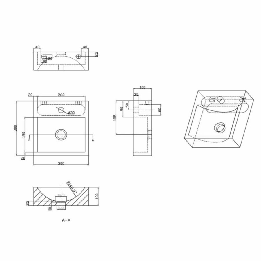 Fonteinset Ceres Square Natuursteen 30X30X10 Cm Rvs (Keuze Uit 8 Kranen)