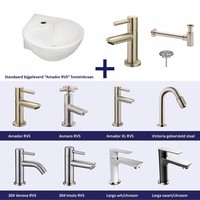 Fonteinset Kratos Keramiek 35X35X14.5 Cm Rvs (Keuze Uit 8 Kranen)