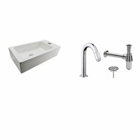 Fonteinset Chepri Mini Rechts 36X18X9 Cm Chroom (Keuze Uit 20 Kranen)