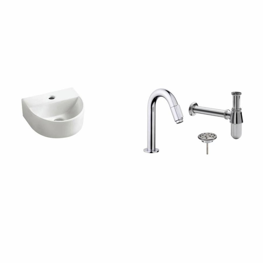 Fonteinset Helios Halfrond 30X25X12 Cm Chroom (Keuze Uit 20 Kranen)