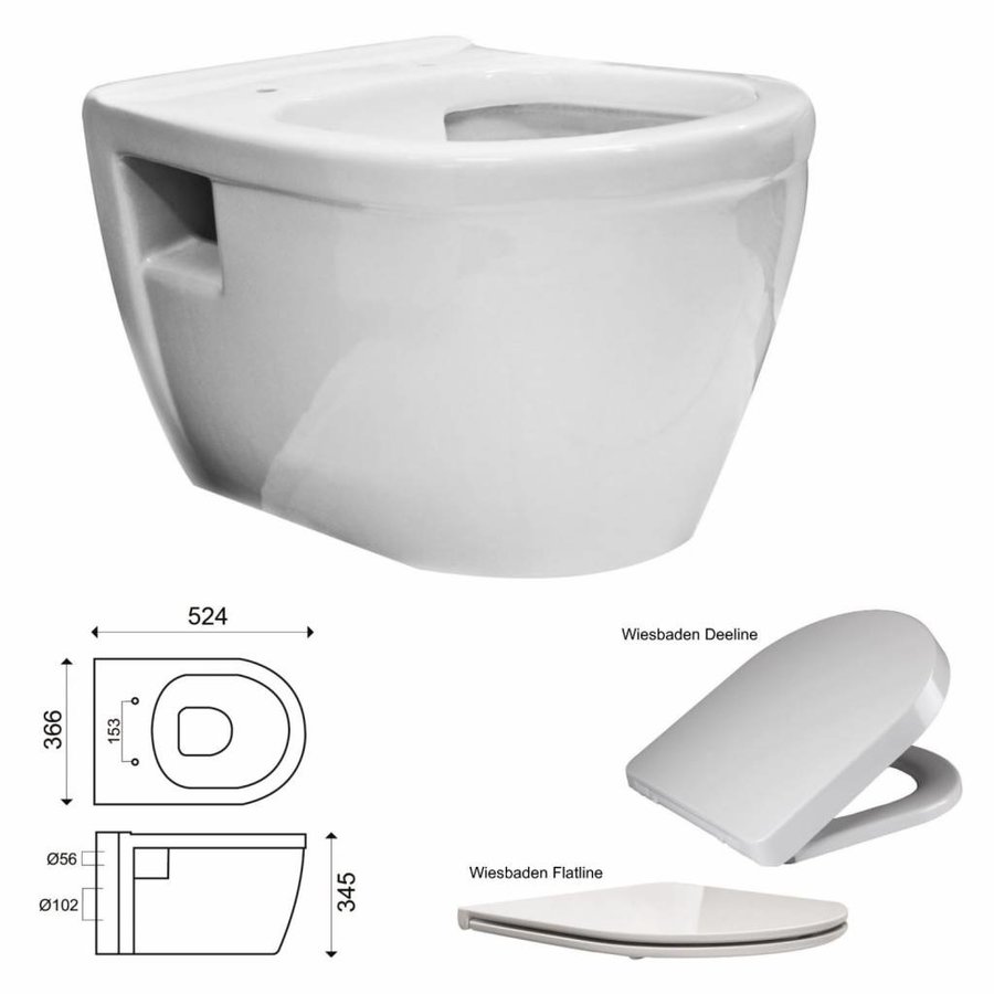 Up100 Toiletset 07 Aqua Splash Prio Rimfree Met Drukplaat