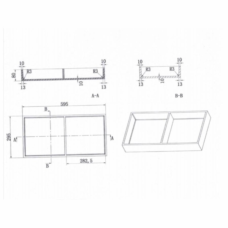 Inbouwnis 59.5X29.5X8 Cm Met 2 Schappen (In 3 Kleuren Verkrijgbaar)