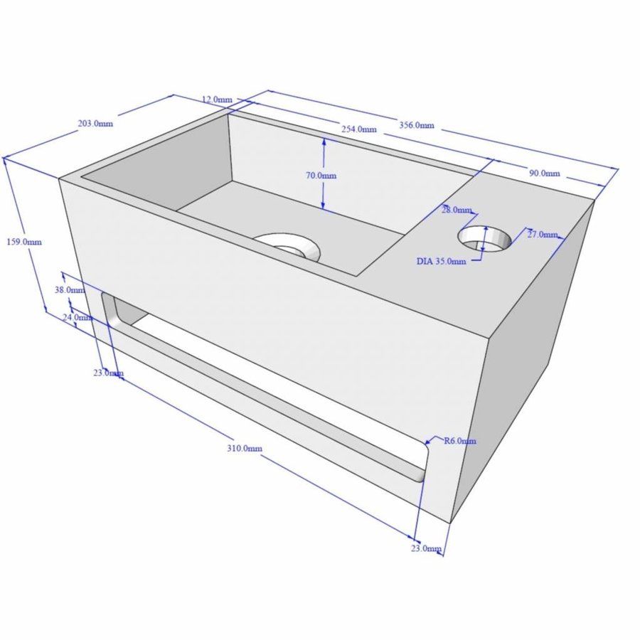 Fontein Met Handdoekhouder Solid Surface 35.6X20.3X15.9 Cm (Kraangat Links Of Rechts)