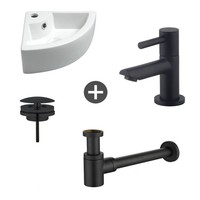 Fonteinpack Pallas Keramiek 44.5x32.5x13 cm Zwart (Keuze uit 4 kranen)