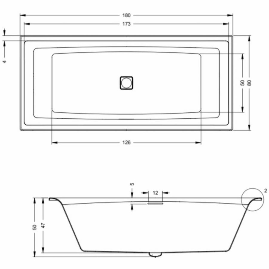 Ligbad Still Square 170x75 cm Wit