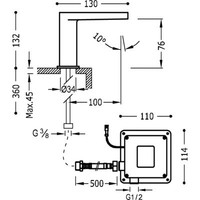 Class Elektronische wasbakkraan 1 uitgang Bediening met infraroodsensor 20560301