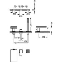 Cuadro Badrandcombinatie CUADRO met waterval en handdouche antikalk 10616102