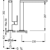 Loft Keukenkraan LOFT‑TRES uitloop 34x15 mm 20044001