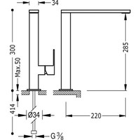 Top Keukenkraan CUADRO‑TRES uitloop 34x10 mm 106486