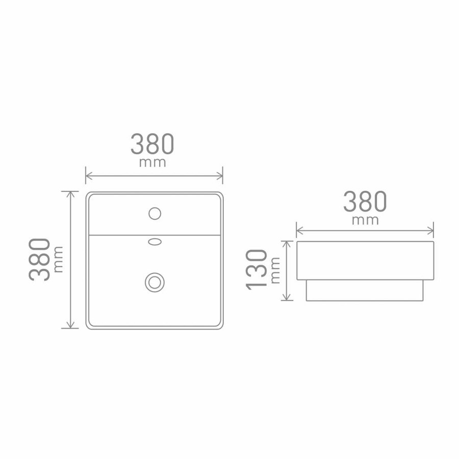 Half Inbouw Wastafel Brigit 38x13 cm Porselein Wit (1 kraangat)