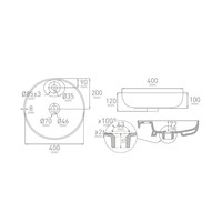 Opbouw Waskom Cupido 40x10 cm Porselein Wit (1 kraangat)