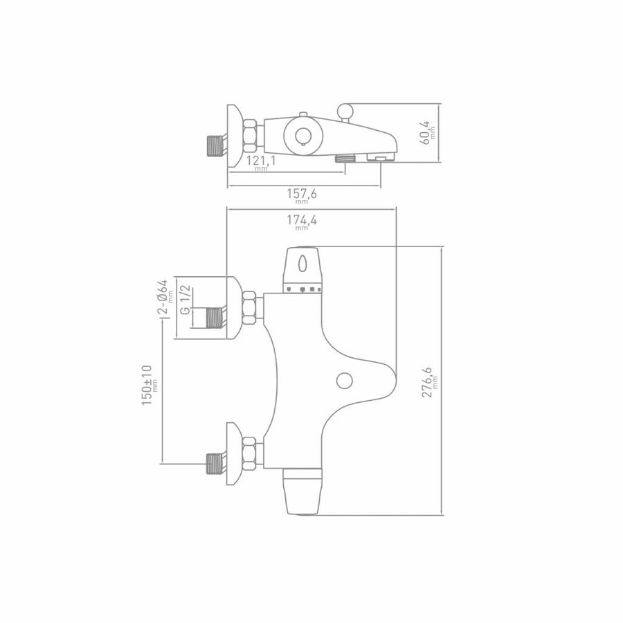 Thermostatische Badkraan Surf met Temperatuur Blokkering Chroom