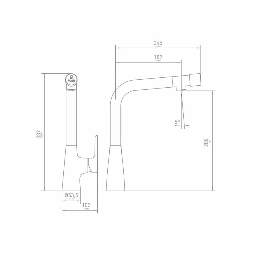 Keukenmengkraan Spirit met Gefilterd Water Chroom