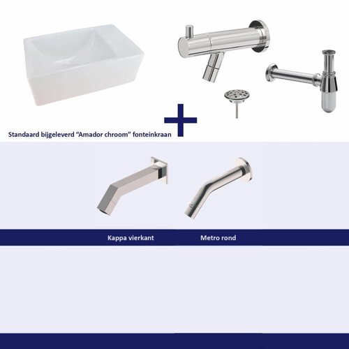 Fonteinset Chepri met Inbouwkraan Chroom (Keuze Uit 3 Kranen) 