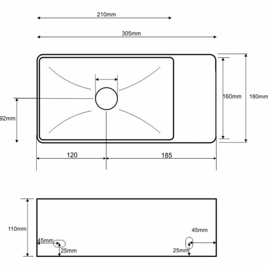 FonteinPack Inbouwkraan Chepri Keramiek 30.5x18x11 cm RVS