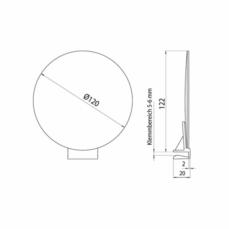 Scheerspiegel Rond Met Klem Ø12cm Glasdikte 5-6mm Chroom