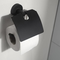 Toiletrolhouder Kosmos met Klep Mat Zwart