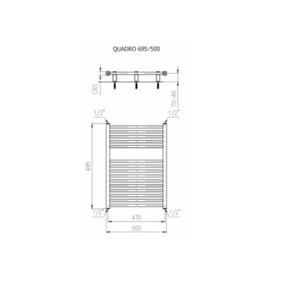 Designradiator Plieger Quadro 307 Watt Zijaansluiting 69,5x50 cm Wit