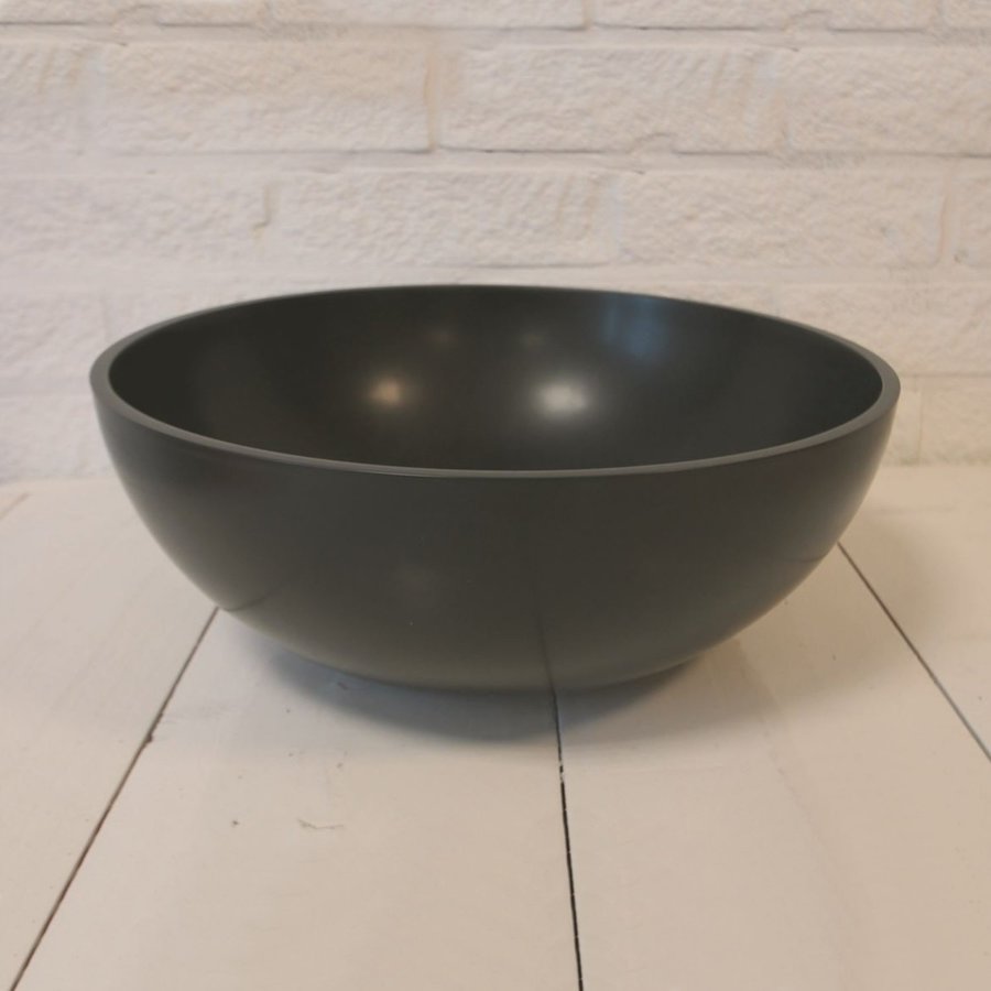 Waskom Luca Sanitair Rond 40x40x15cm Solid Surface 8mm Dik Antraciet