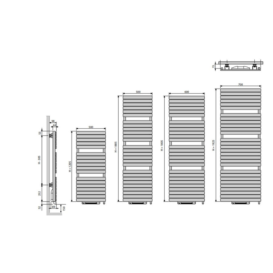 Elektrische Radiator met Blower Vasco Aster HF-EL-BL 50x120.5 cm 1750W Verkeerswit