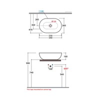 Waskom Luca Sanitair Blobo 54x37x16cm Opzet Wastafel (Zonder kraangat) Wit