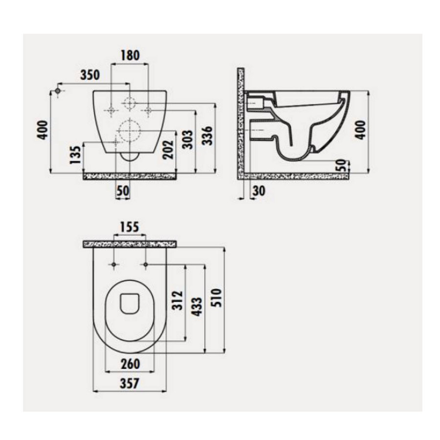 Wandcloset Creavit Freedom Mat Zwart (Zitting is optioneel)