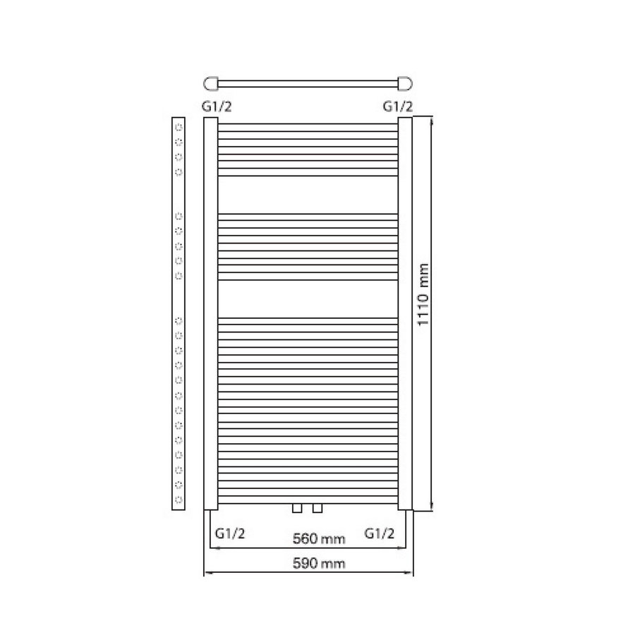 Designradiator Haceka Gobi Adoria 59x111 cm Zwart 6-Punts Aansluiting (565 Watt)