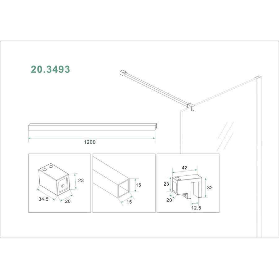 Stabilisatiestang Wiesbaden 120 cm Mat Wit