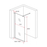 Inloopdouche Boss & Wessing Rookglas 140x200cm 8mm Nano coating