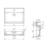 Wastafel AQS Cloud Zonder Kraangat 60x46,6 cm met Overloop Mat Zwart