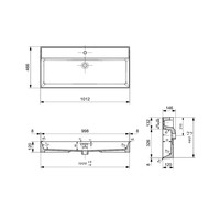 Wastafel AQS Cloud Zonder Kraangat 100x46,6 cm met Overloop Mat Zwart