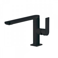 Wastafelmengkraan Tres Loft 1-Hendel Uitloop Recht 16 cm Rond Zwart