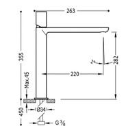 Wastafelmengkraan Tres Loft 1-Knop Uitloop Recht 28 cm Rond Mat Zwart