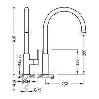 Wastafelmengkraan Tres Loft 1-Hendel Uitloop Gebogen 26 cm Rond Mat Zwart