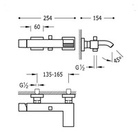 Badmengkraan Tres Cuadro Waterval met Handdouche 25.4x15.4 cm Vierkant Mat Zwart