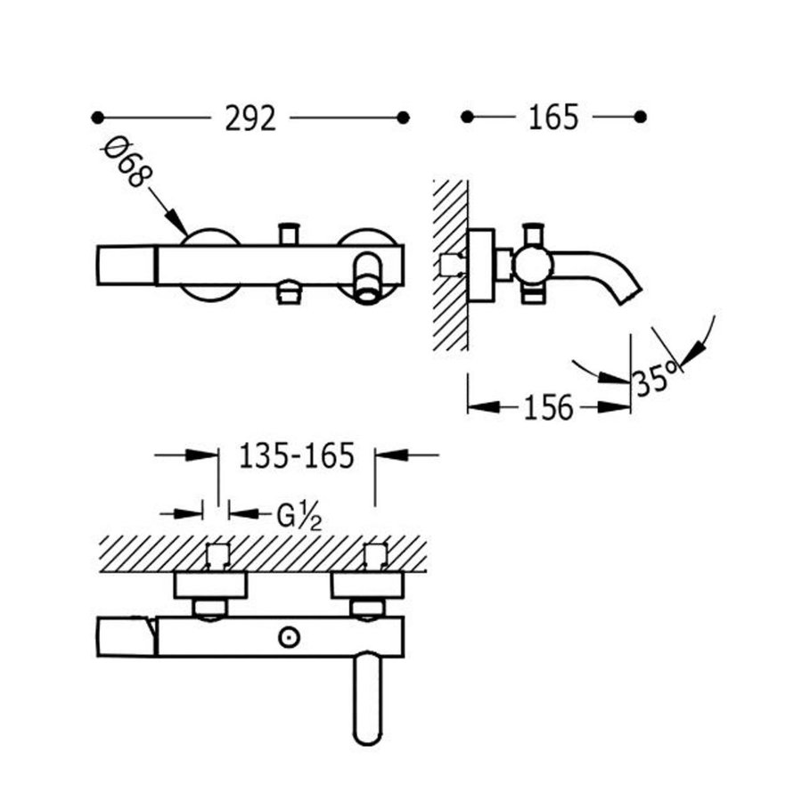 Badmengkraan Tres Study Colors met Handdouche 29.2x16.5 cm Rond Mat Zwart