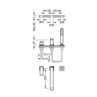 Badrand Mengkraan Tres Loft met Handdouche 22x6.7 cm Rond Mat Zwart