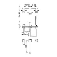 Badrand Mengkraan Tres Loft met Handdouche 18x6.7 cm Rond Mat Zwart
