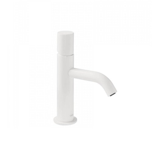 Wastafelmengkraan Tres Study Colors 1-Knop Uitloop Gebogen 7 cm Rond Mat Wit 