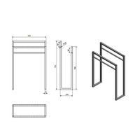 Handdoekrek Sapho SKA Industrial Staand 55x20x79.2 cm Mat Zwart