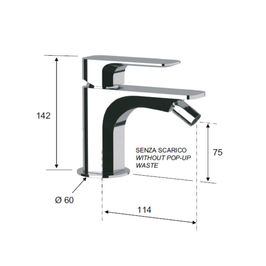 Bidetmengkraan Sapho Spy 1-hendel 14.2 cm Chroom