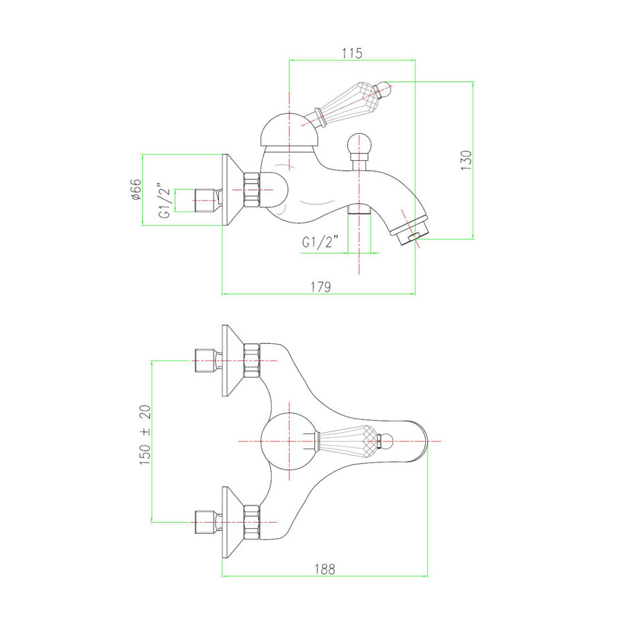 Opbouw Badkraan Sapho Kirké Mengkraan Retro Kristal 1-hendel 11.5 cm Goud