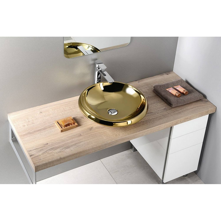 Opbouw waskom Sapho Minimal 45x13.6 cm Keramiek Goud