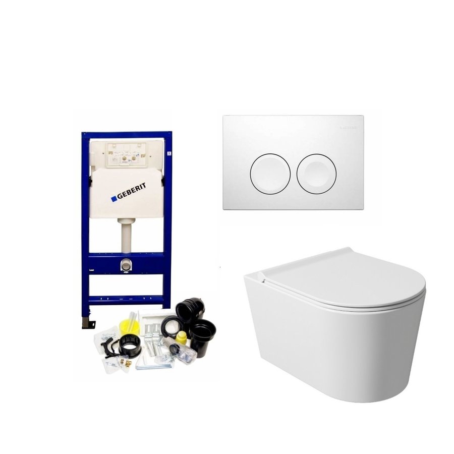 UP100 Toiletset 51 Civita Glans Wit Rimless Met bril En Drukplaat