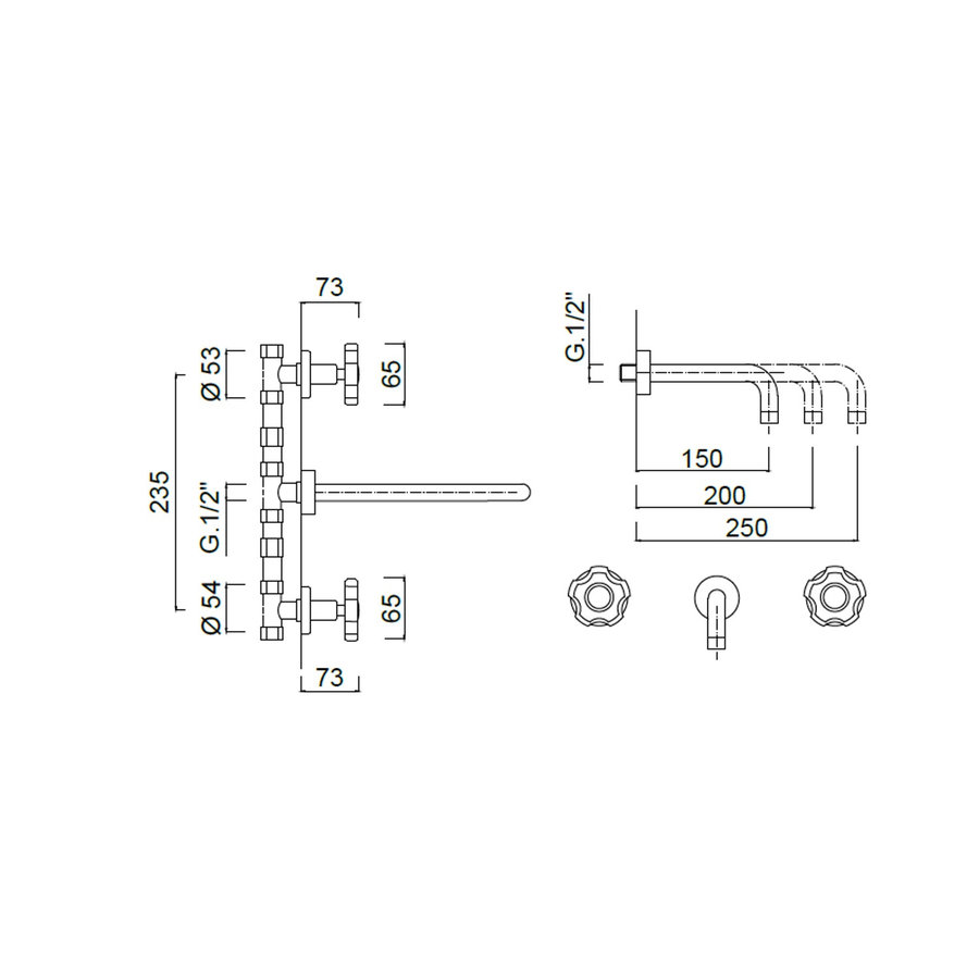 Inbouw Wastafelmengkraan Sanimex Giulini Tweeknops 20cm Inclusief G-Link Inbouwdeel Chroom