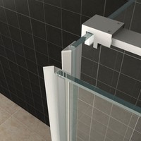 Douchecabine Aqua Splash met Middenband op Nisdeur en Vaste Wand 100 cm Links Scharnierend (vijf verschillende maten)