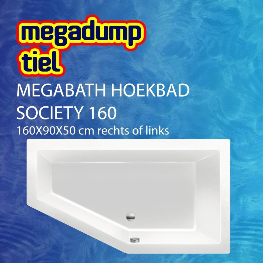 MegaBath Hoekbad Society 160 160X90X50 Cm Rechts/Links Creme Mat