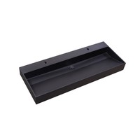 Wastafel Sanilux Quartz Trend 120x47x12 cm Enkele Spoelbak Keramiek Mat Zwart (2 kraangaten)