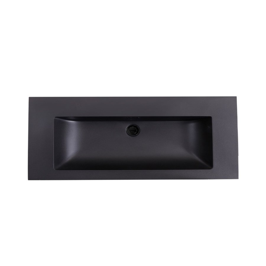 Wastafel Sanilux Quartz Classic 120x47x3 cm Enkel Keramiek Mat Zwart (0 kraangaten)